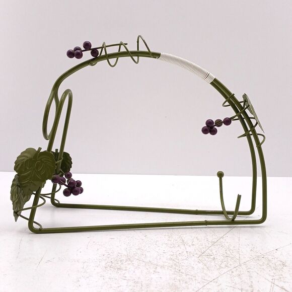 Metal Wine Rack Grape Vine Design Table Counter Holder w/ Green Bottle - Picture 4 of 16